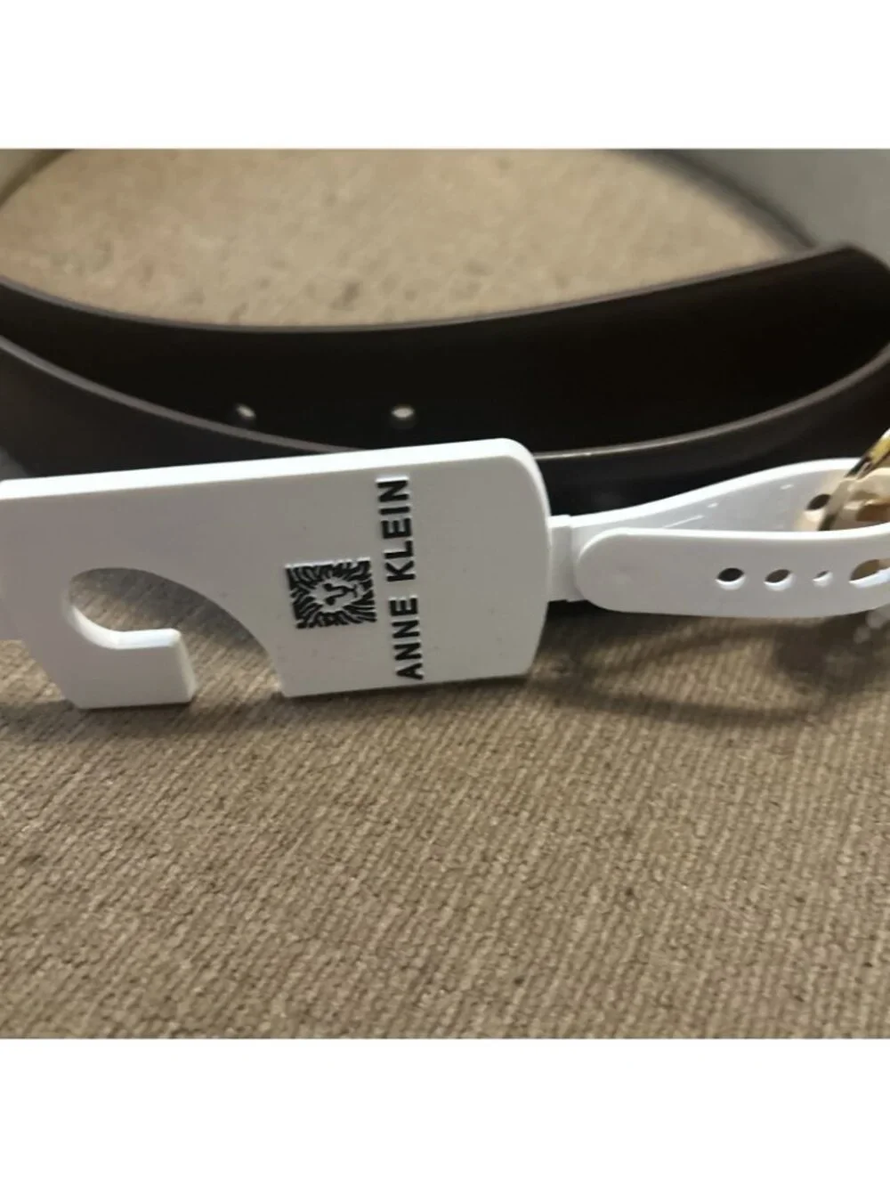 Anne Klein women's Leather Belt 2X Plus Size Belt Brown Gold Dainty Buckle New